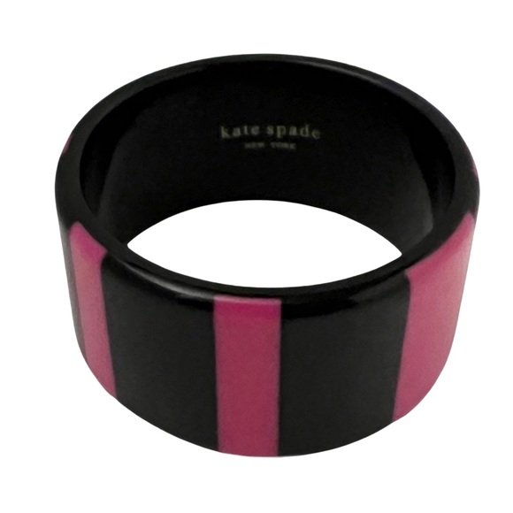 KATE SPADE • Bronwyn Bangle Resin Pink Black Striped Bracelet - Picture 1 of 5